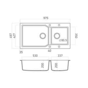 ΝΕΡΟΧΥΤΗΣ ΓΡΑΝΙΤΗ 98x50cm sanitec 803 2b ocra
