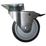 ΡΟΔΑ Φ100mm με ΦΡΕΝΟ, ΠΕΛΜΑ 65Χ65mm 70kgs ΓΚΡΙ ΓΑΛΒ.