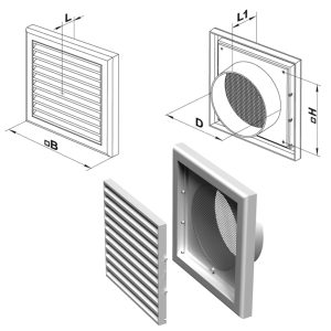 ΠΕΡΣΙΔΑ ΕΞΑΕΡΙΣΜΟΥ Φ150mm187Χ187mm ΛΕΥΚΟ με ΣΗΤΑ